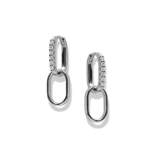 Classique Pav?? Paper Clip Hoops - Sapphires & Silver