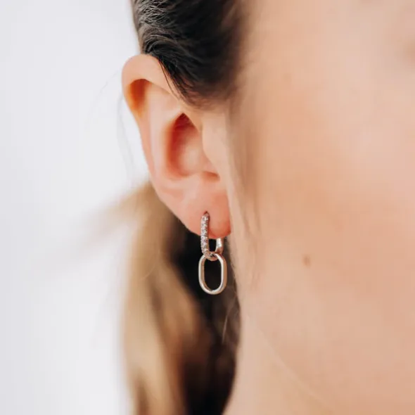 Classique Pav?? Paper Clip Hoops - Sapphires & Silver