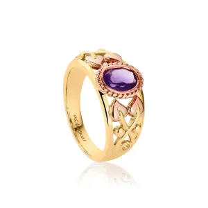 Clogau Tree of Life Delphinium 9ct Gold Amethyst Ring D