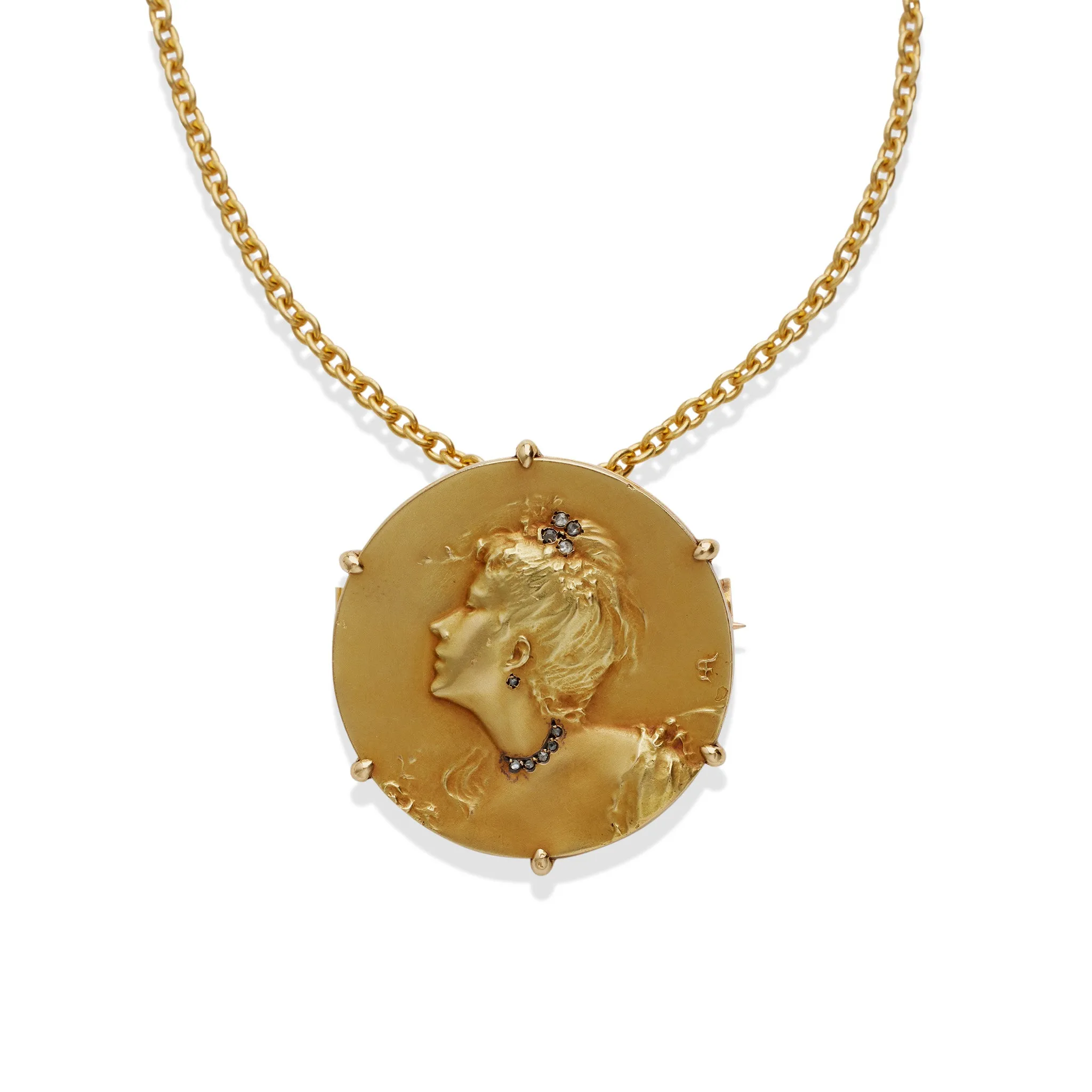 Comte d'Epinay de Briort Art Nouveau Medal-Jewel "Habill??" Pendant Brooch