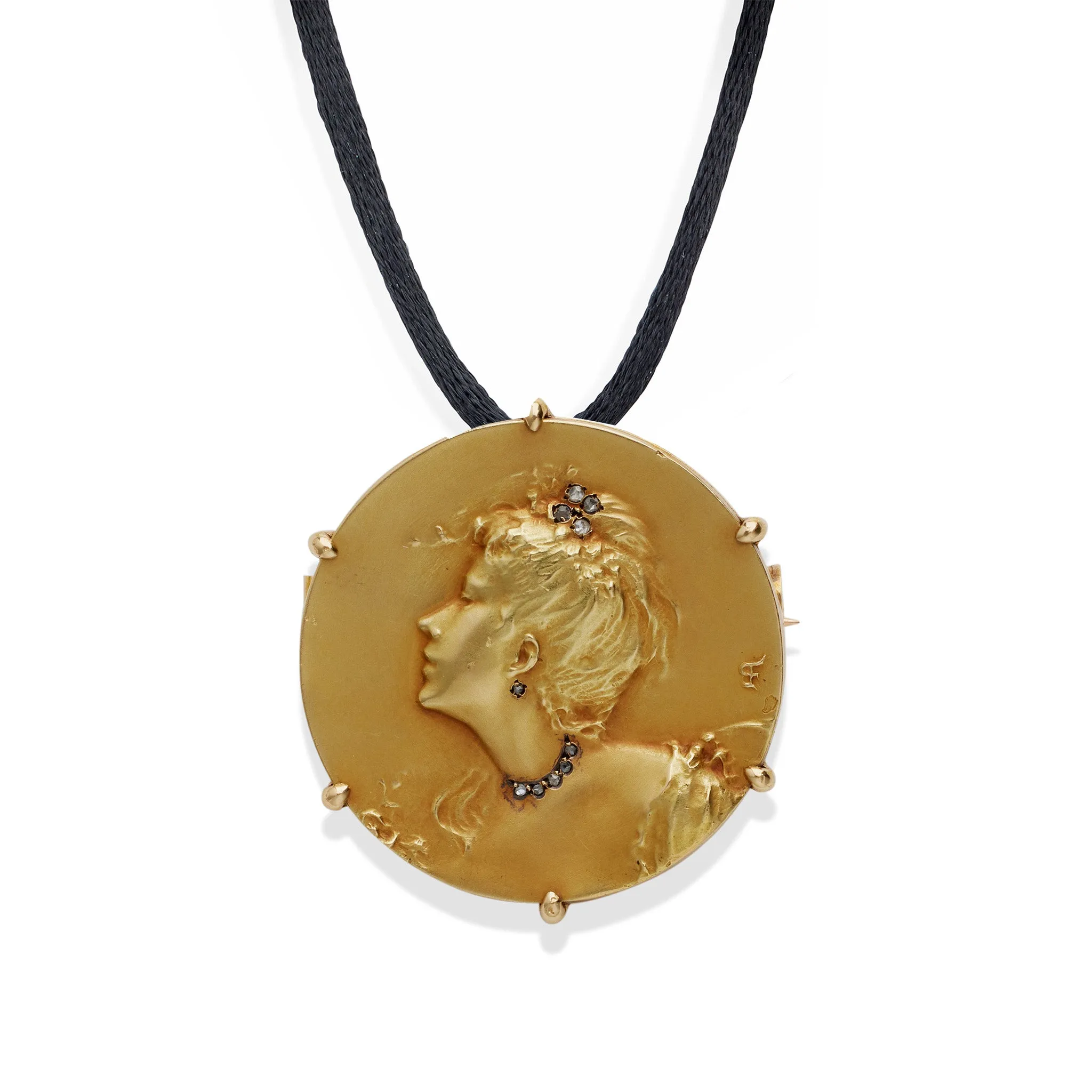Comte d'Epinay de Briort Art Nouveau Medal-Jewel "Habill??" Pendant Brooch