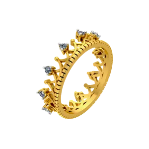 Crown Themed Diamond Gold Ring Design For Any Special Occasion