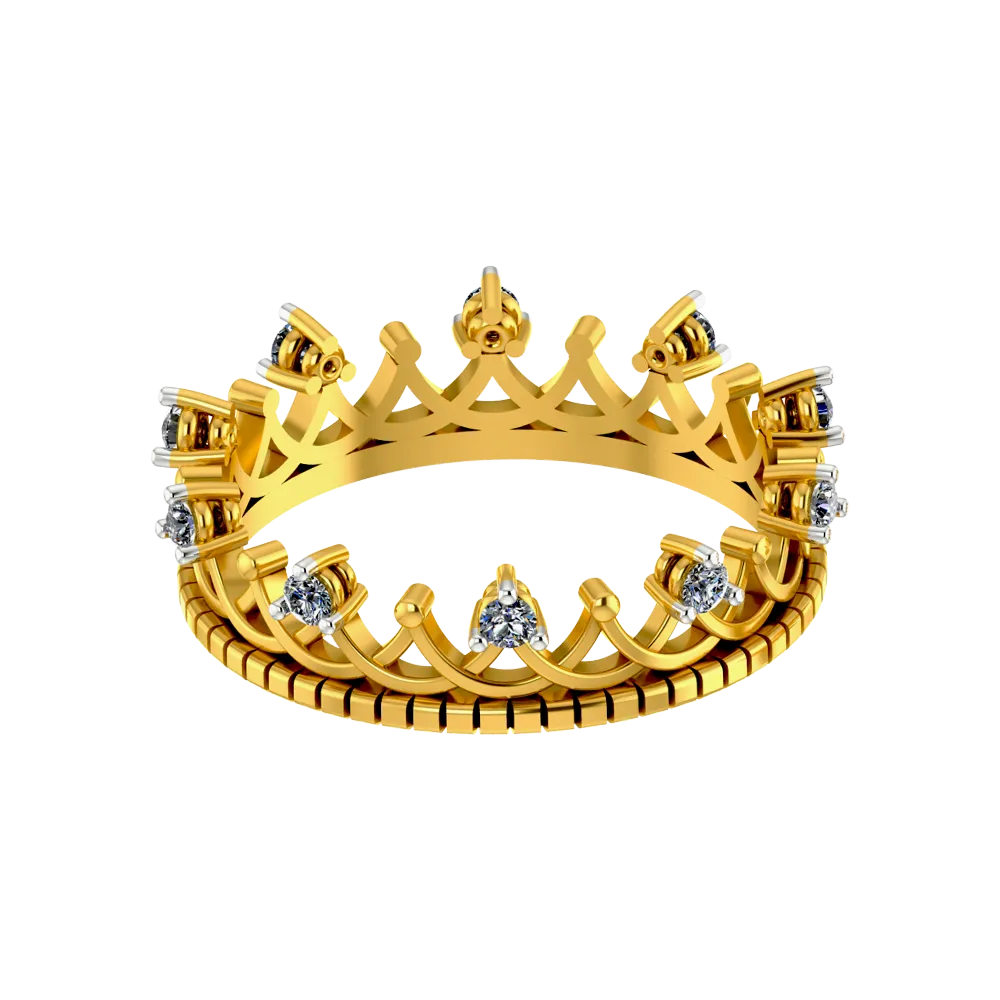 Crown Themed Diamond Gold Ring Design For Any Special Occasion