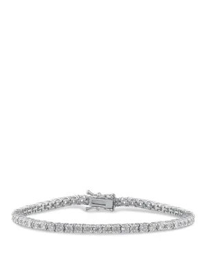 Cubic Zirconia & Rhodium Plated Tennis Bracelet