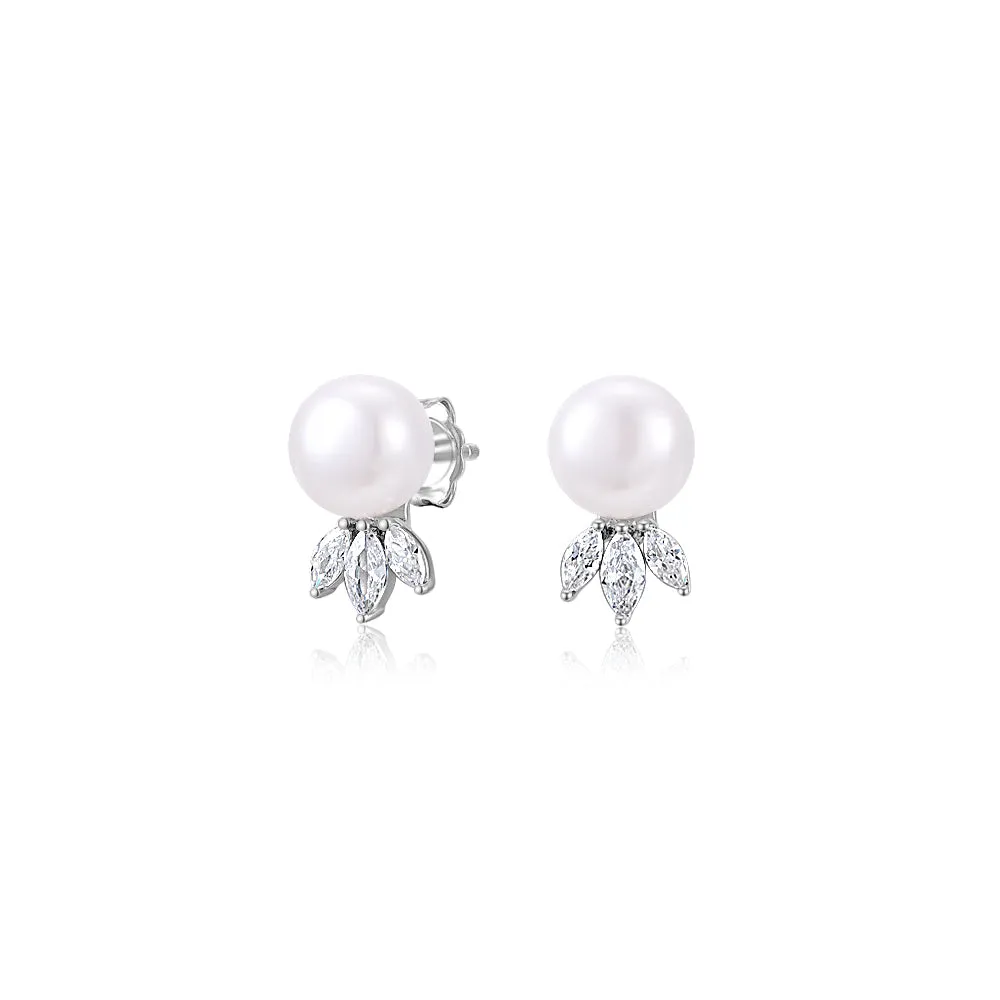 Cultured freshwater pearl stud earrings in sterling silver