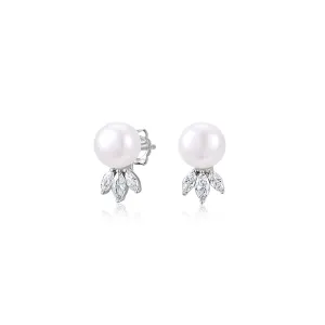 Cultured freshwater pearl stud earrings in sterling silver