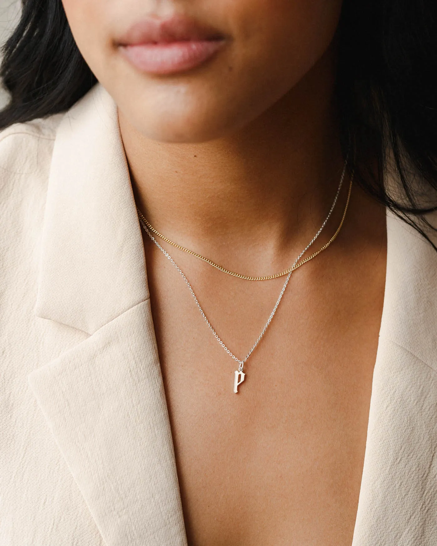 Dainty Gothic Initial Necklace