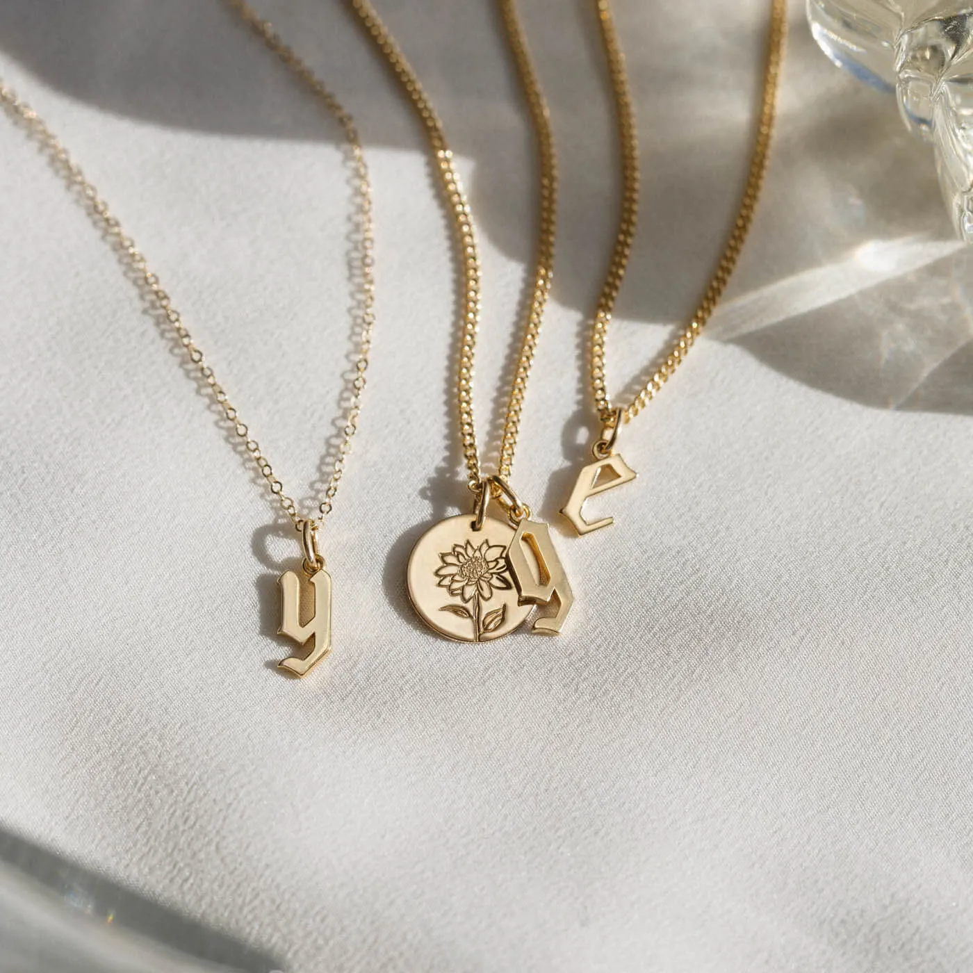 Dainty Gothic Initial Necklace