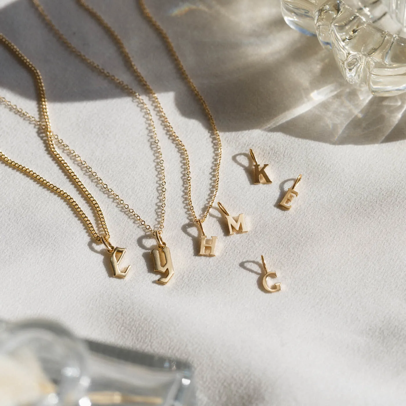 Dainty Gothic Initial Necklace