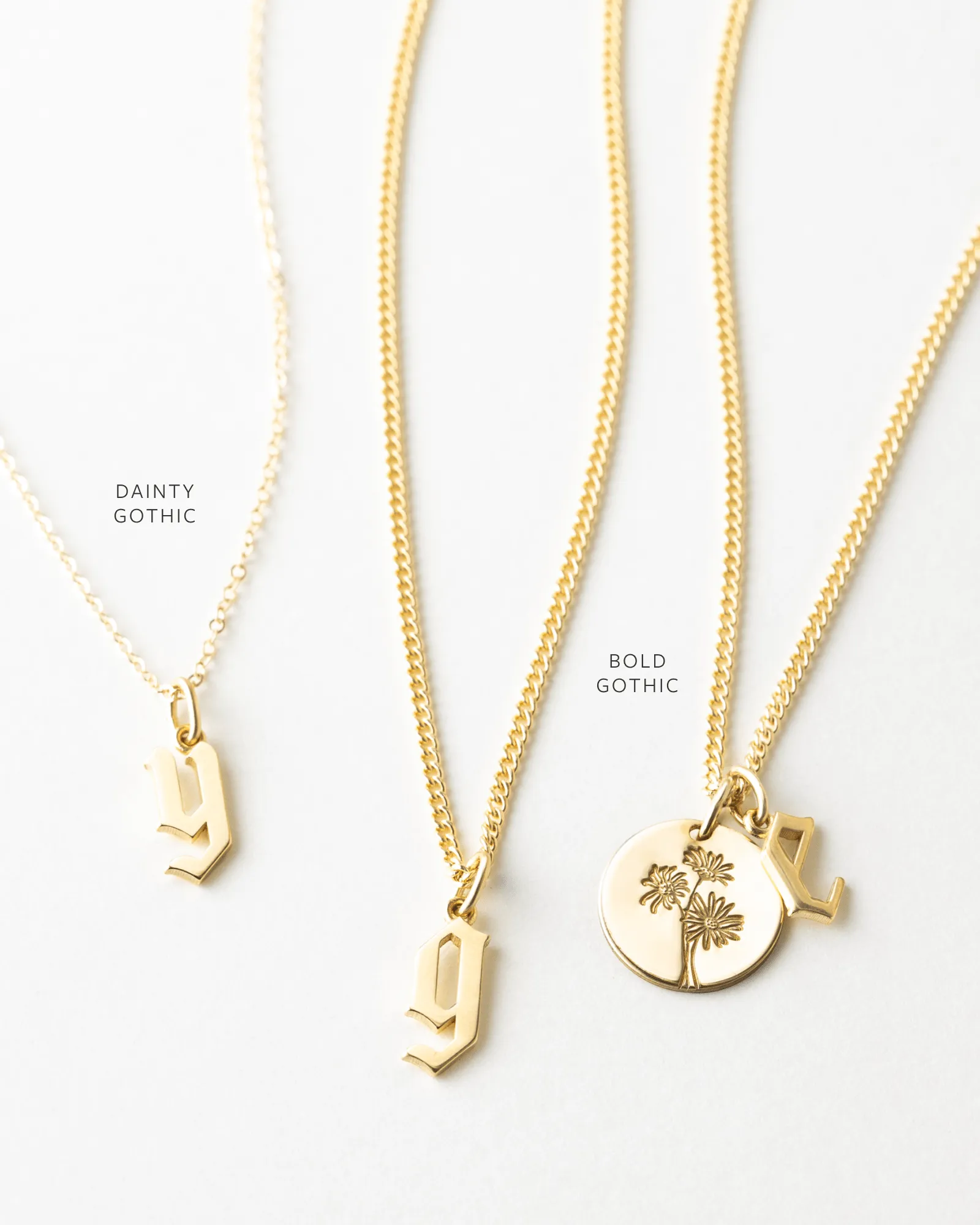 Dainty Gothic Initial Necklace