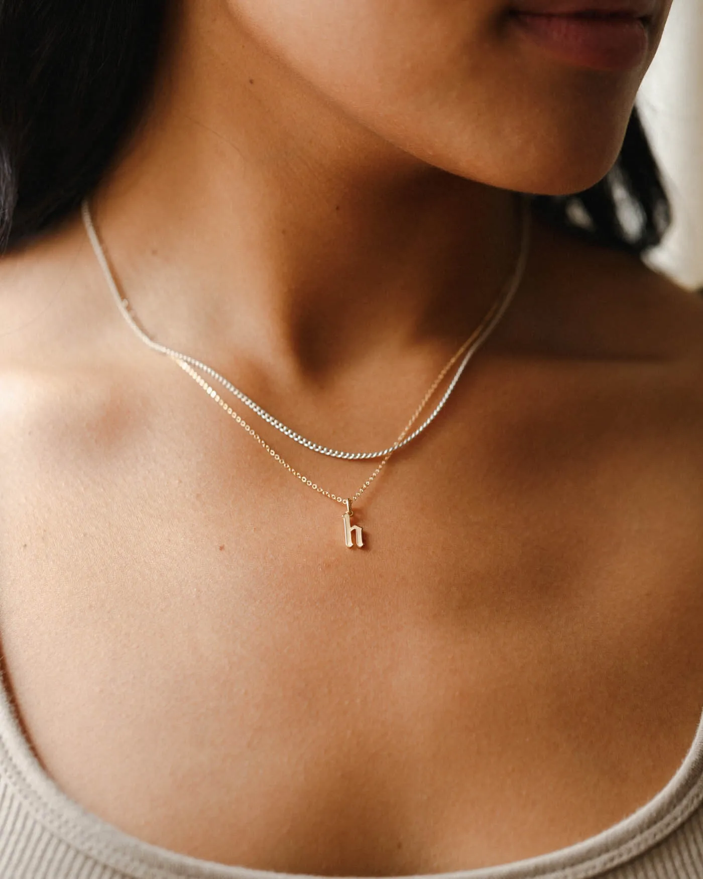 Dainty Gothic Initial Necklace