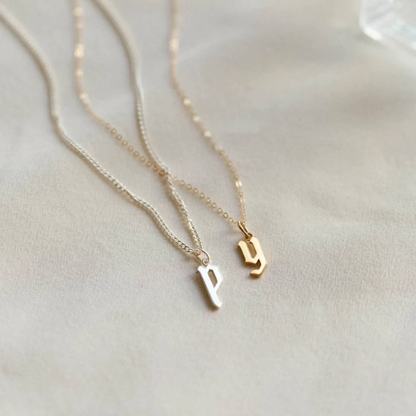 Dainty Gothic Initial Necklace