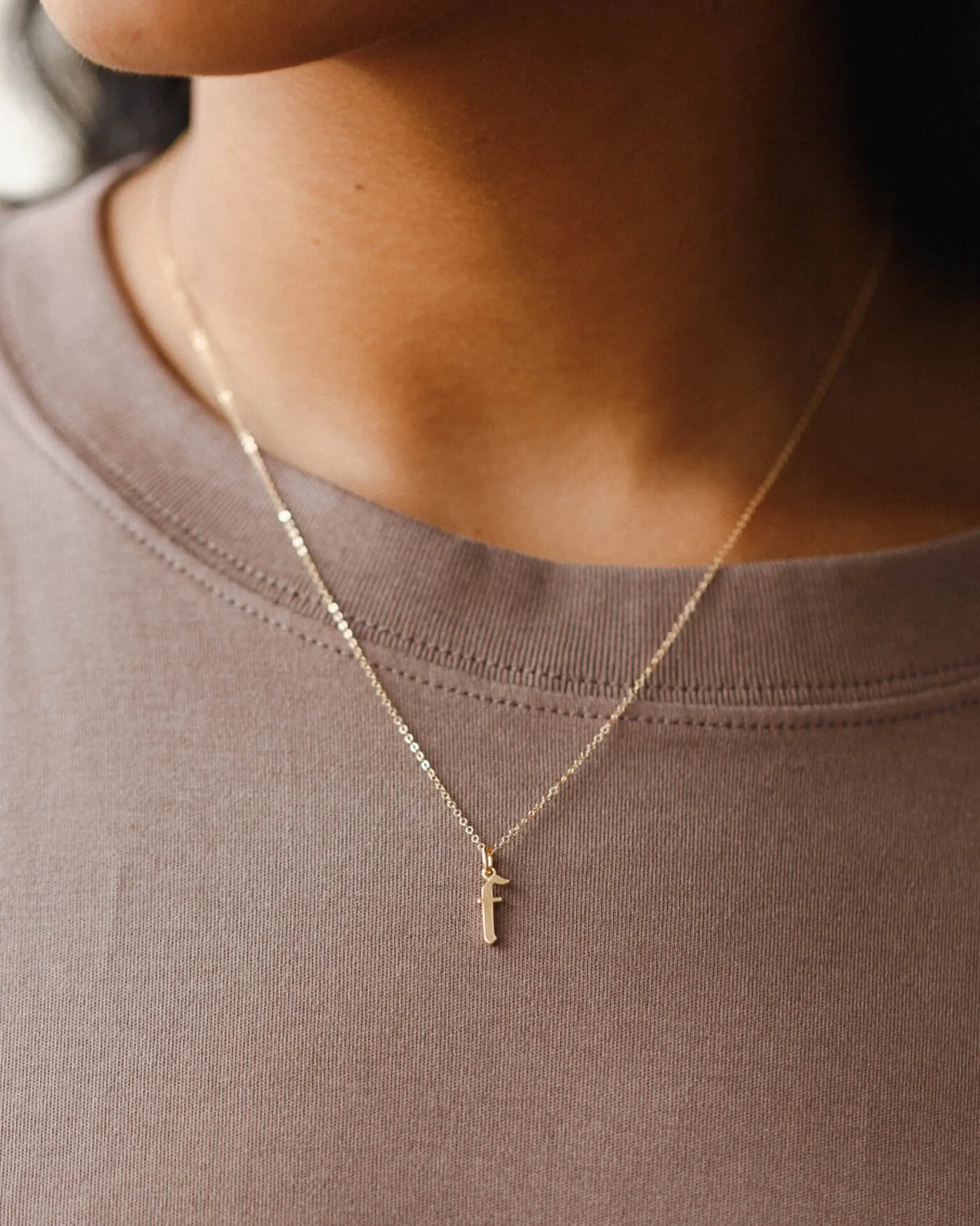 Dainty Gothic Initial Necklace