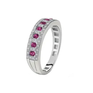 Damiani Belle Epoque 18ct White Gold 0.14ct Diamond Ruby Ring