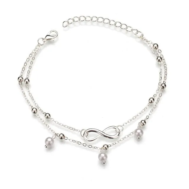 Delicate Summer Beach Women Tassel Star Pendant Layers Ankle 3 Pcs/Lot Link Chain Anklets Foot Bracelet On The Leg Jewelry