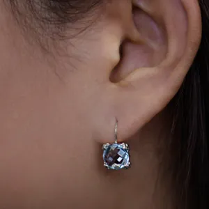Dewdrop Cluster Earrings - Blue Topaz & Silver