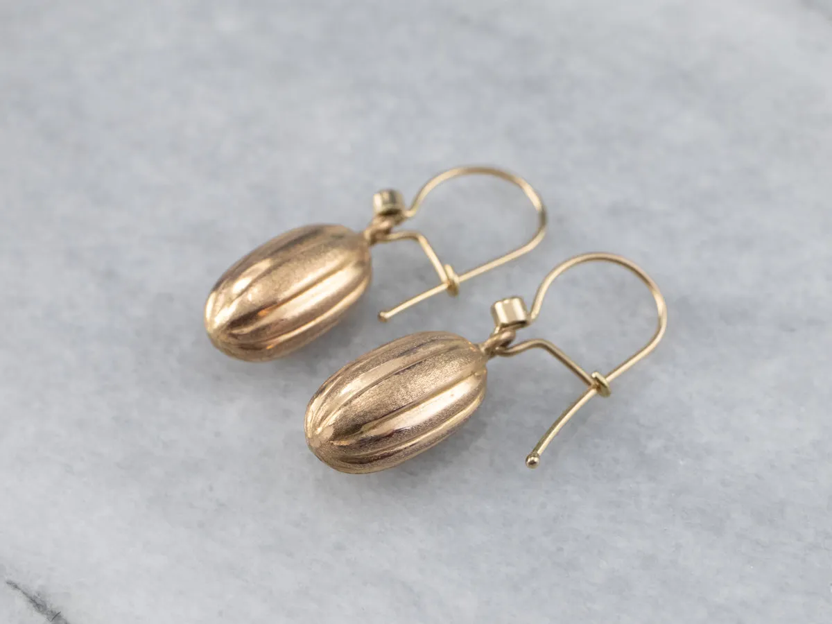 Diamond 22K Gold Bauble Drop Earrings