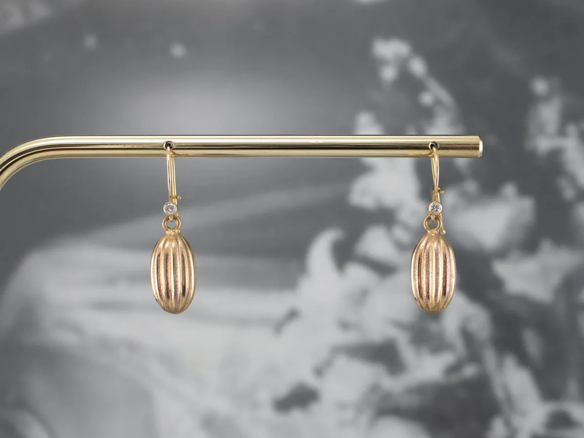 Diamond 22K Gold Bauble Drop Earrings