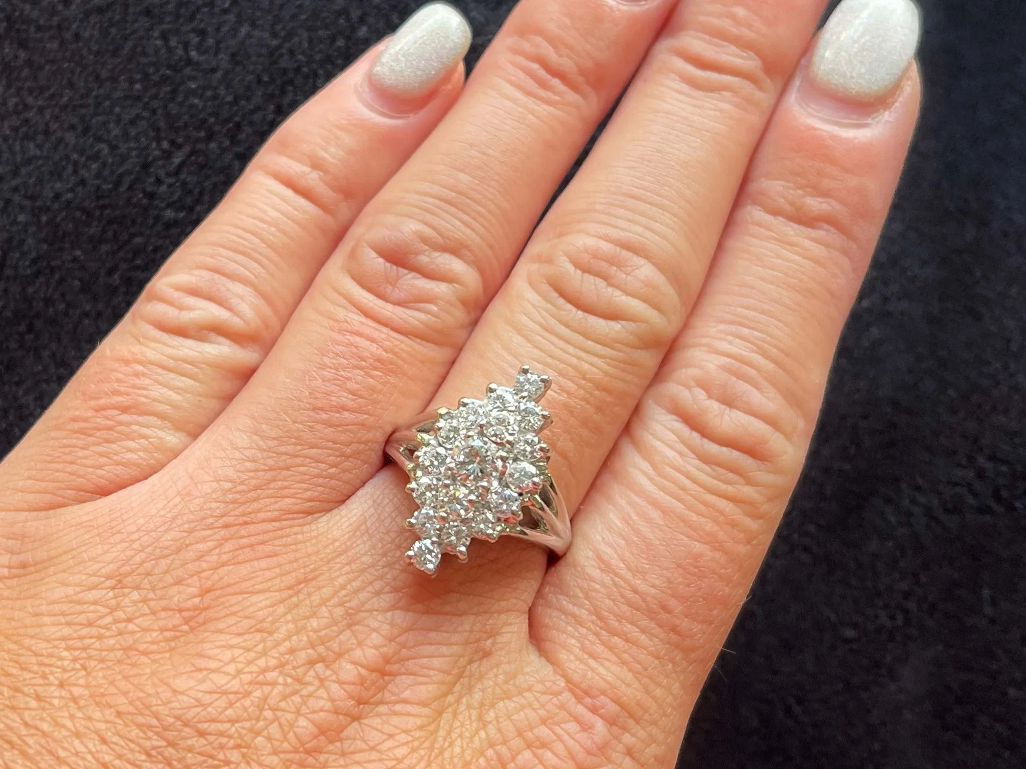Diamond Cluster Ring in 14k White Gold