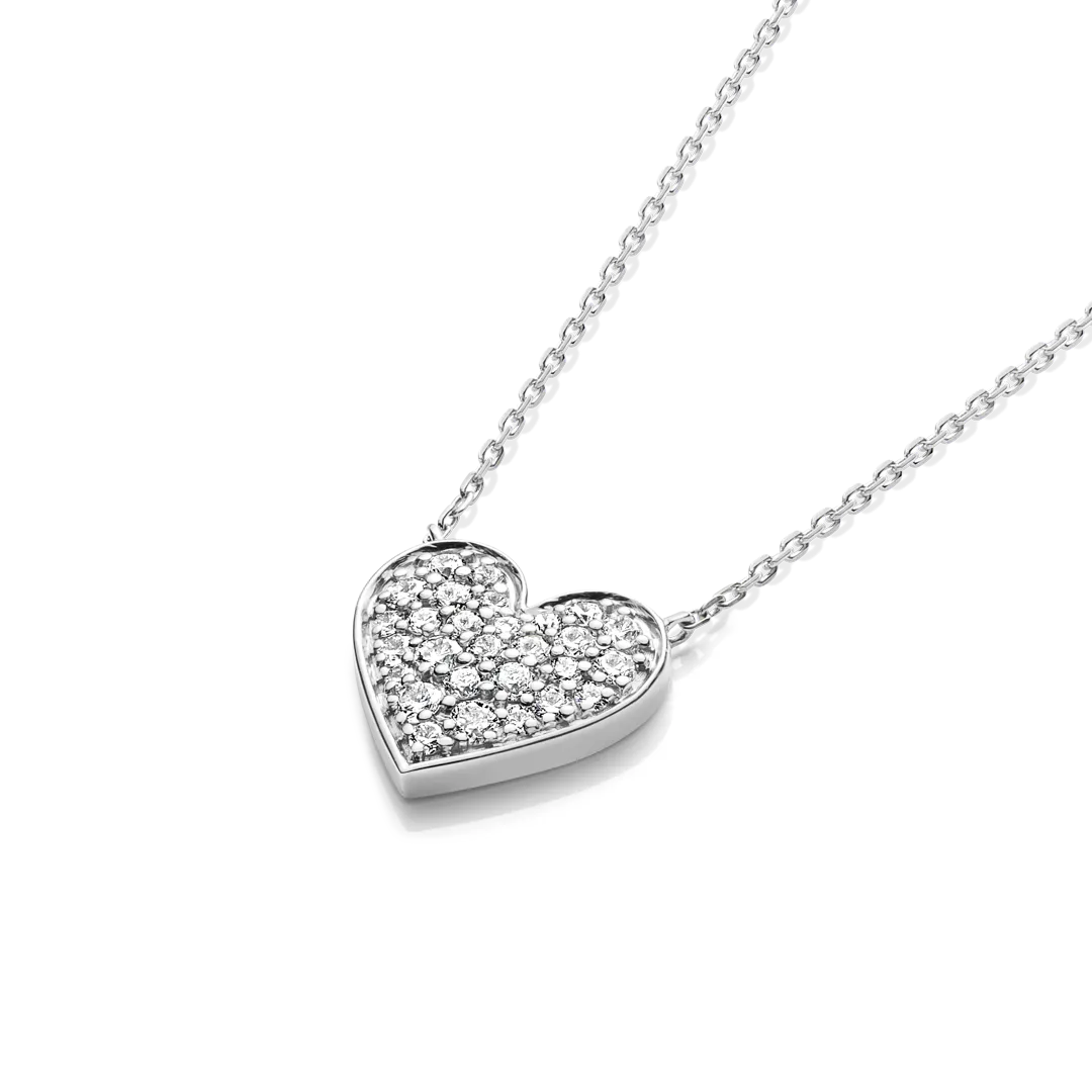 Diamond Heart Pendant White Gold