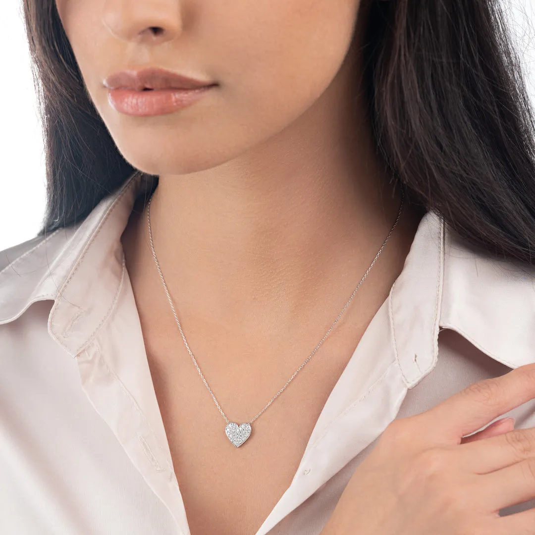 Diamond Heart Pendant White Gold