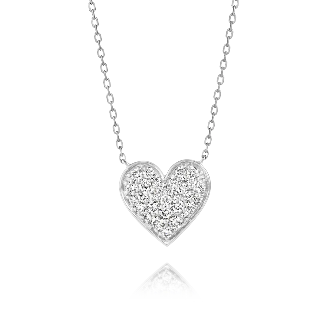 Diamond Heart Pendant White Gold