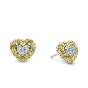 Diamond Heart Stud Earrings