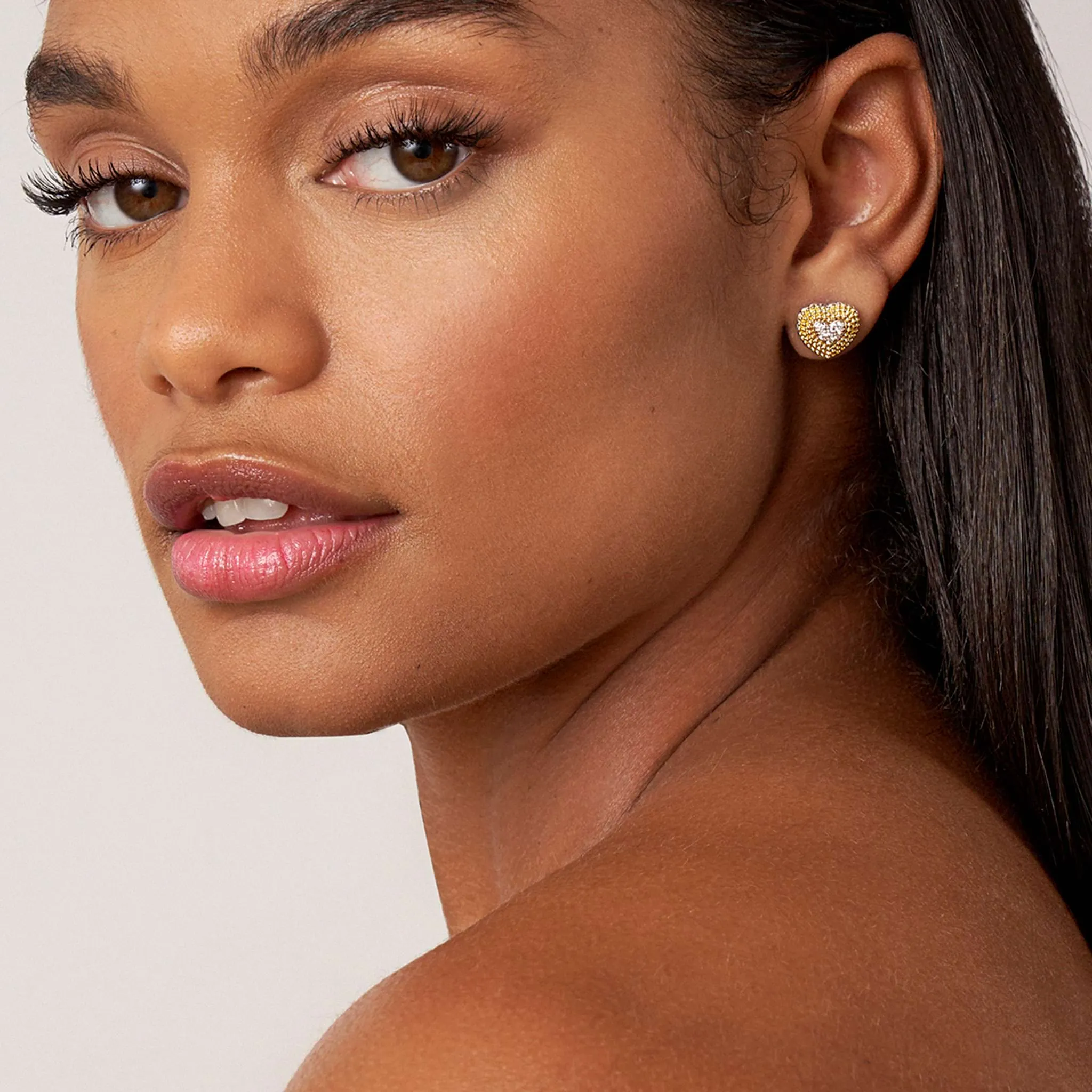 Diamond Heart Stud Earrings