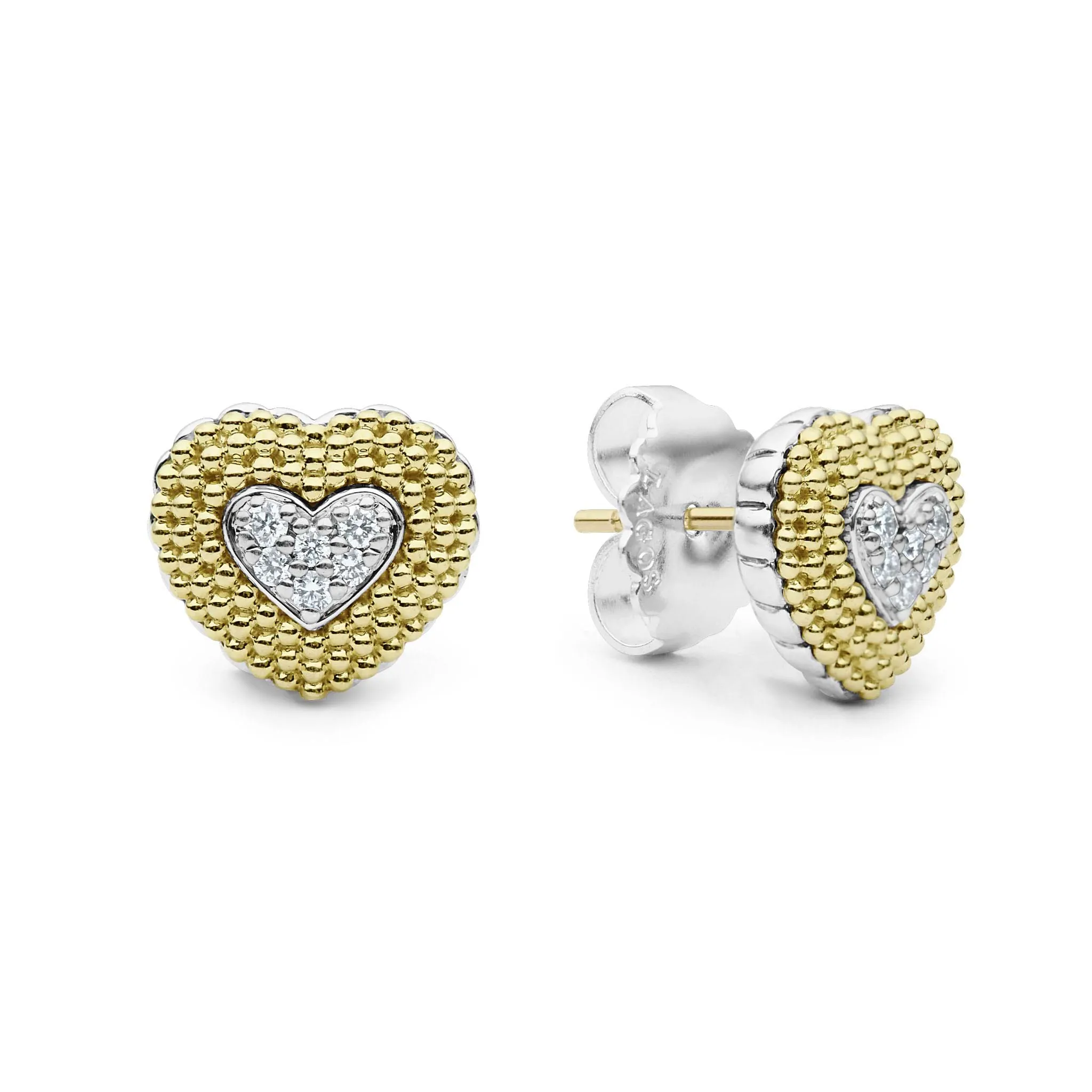 Diamond Heart Stud Earrings