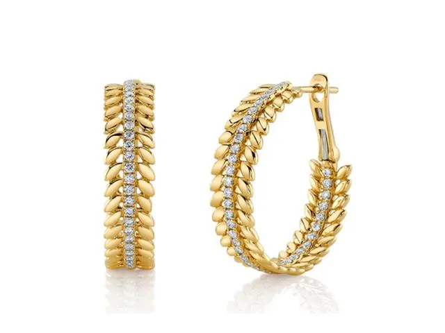 Diamond Laurel Wreath Hoop Earrings