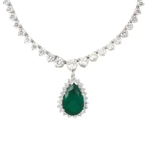 Diamond Rivi??re Necklace with Detachable Colombian Emerald Pendant