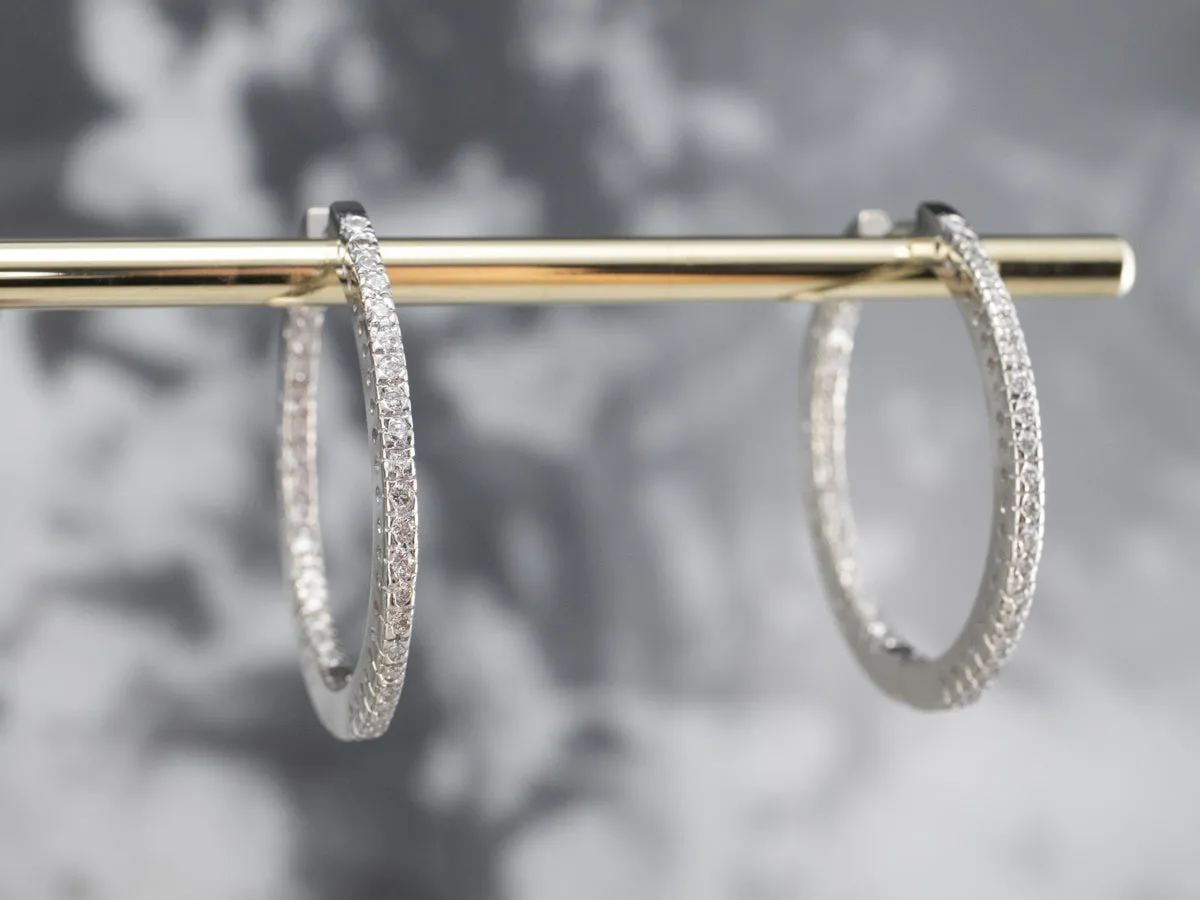 Diamond White Gold Statement Hoop Earrings