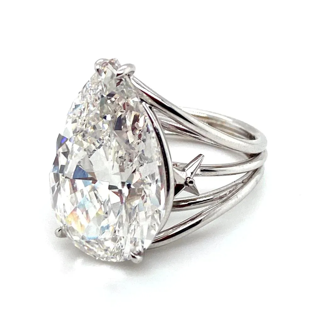DIAMONDS OF BOTSWANA White Gold Diamond Pear Shaped Ring 17.03ct F VS