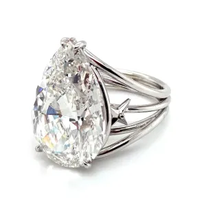 DIAMONDS OF BOTSWANA White Gold Diamond Pear Shaped Ring 17.03ct F VS