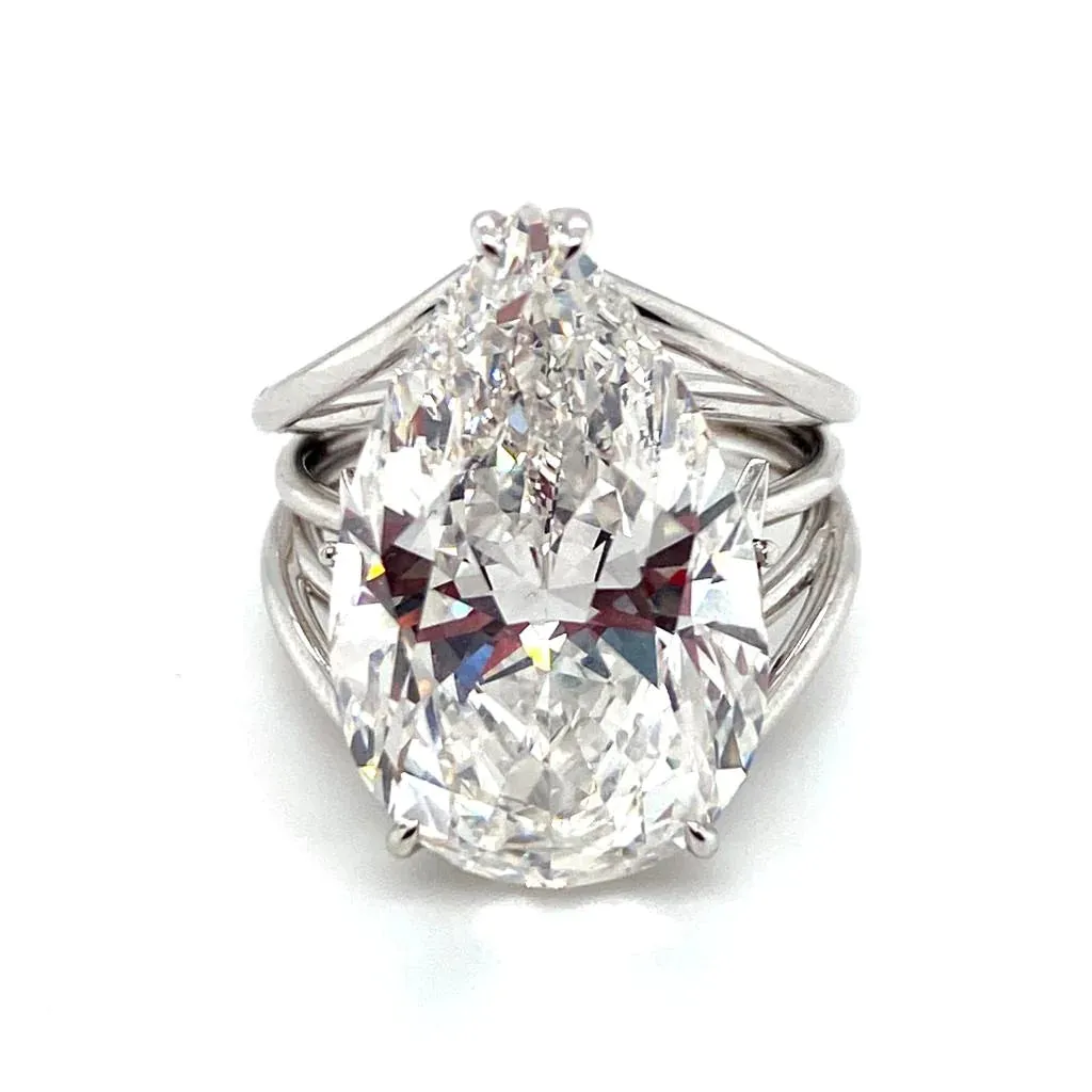 DIAMONDS OF BOTSWANA White Gold Diamond Pear Shaped Ring 17.03ct F VS