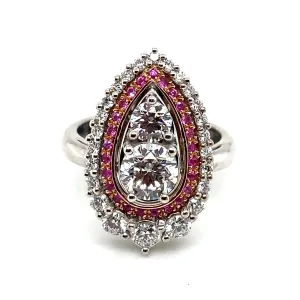 DIAMONDS OF BOTSWANA White Gold Pear Shape with White Diamonds Ring 1.02ct