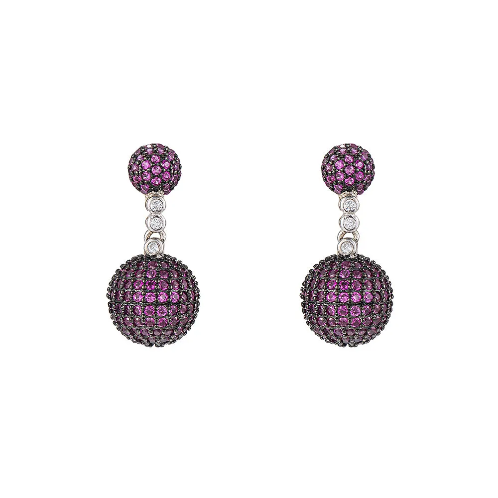 Double Ball Ruby Earrings