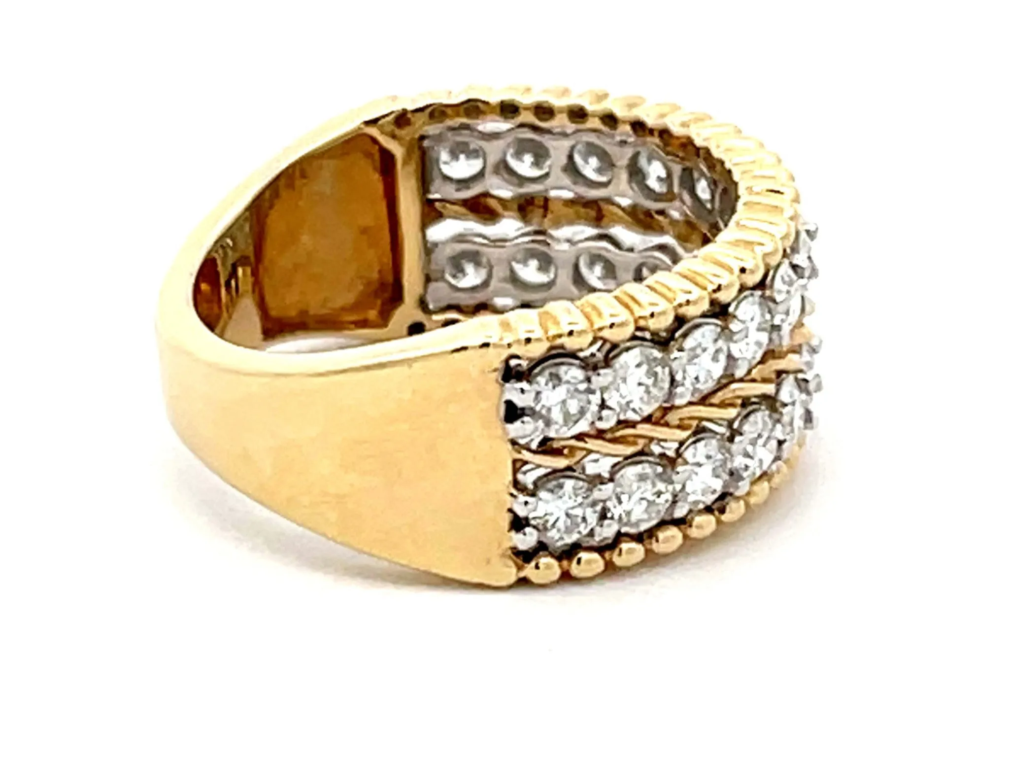 Double Diamond Row Band Ring in 14k Yellow Gold