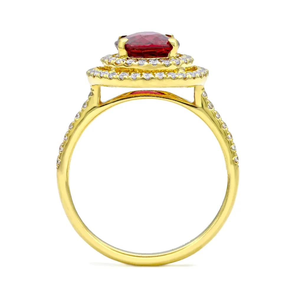 Double Halo Ruby Ring