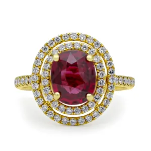 Double Halo Ruby Ring