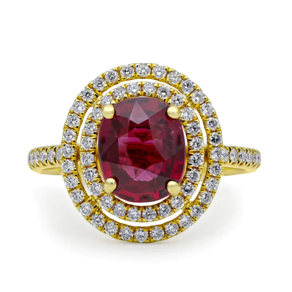 Double Halo Ruby Ring