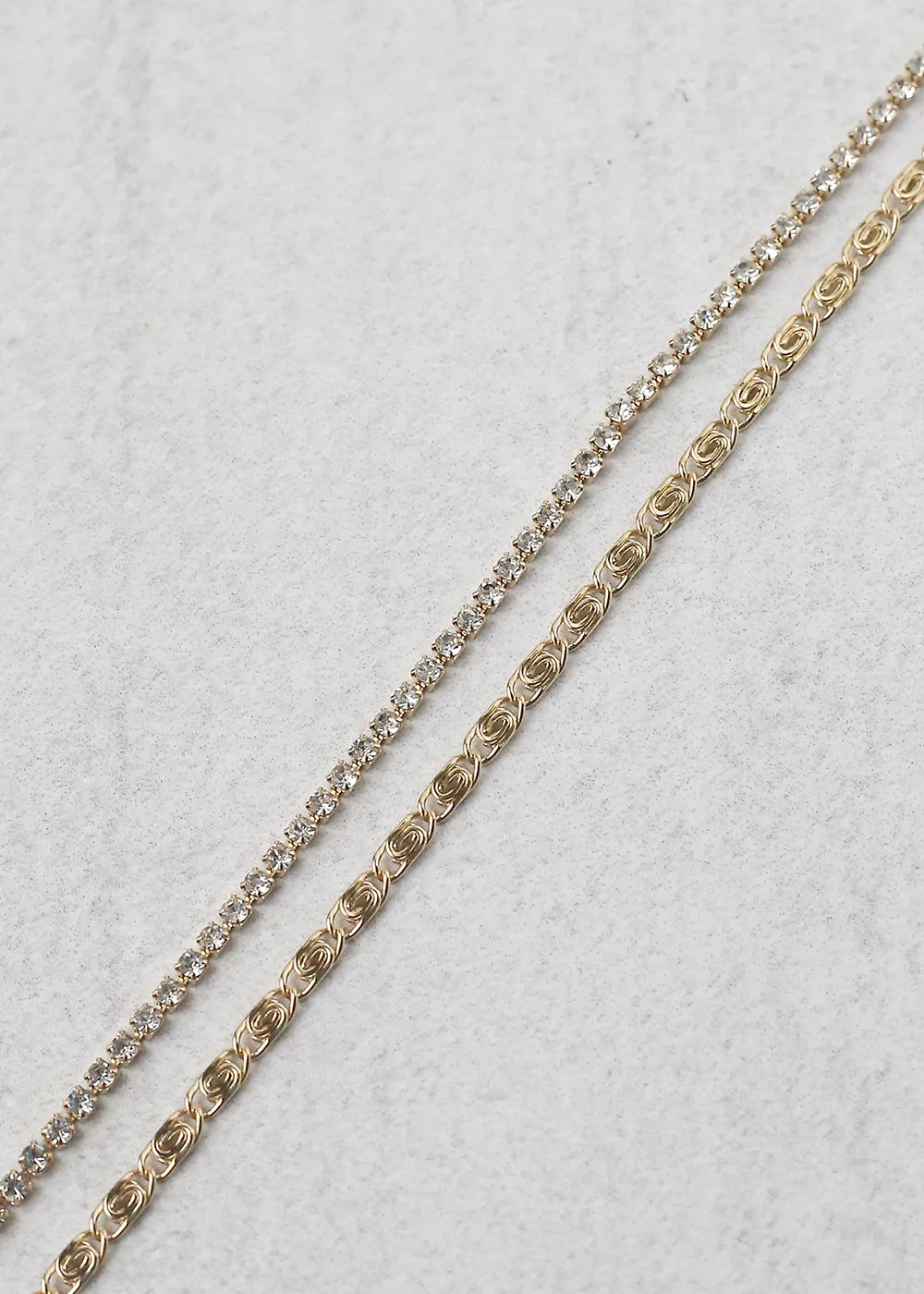 Double Layer Rhinestone Anklet