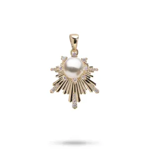 E Ho???la Akoya White Pearl Pendant in Gold with Diamonds - 22mm