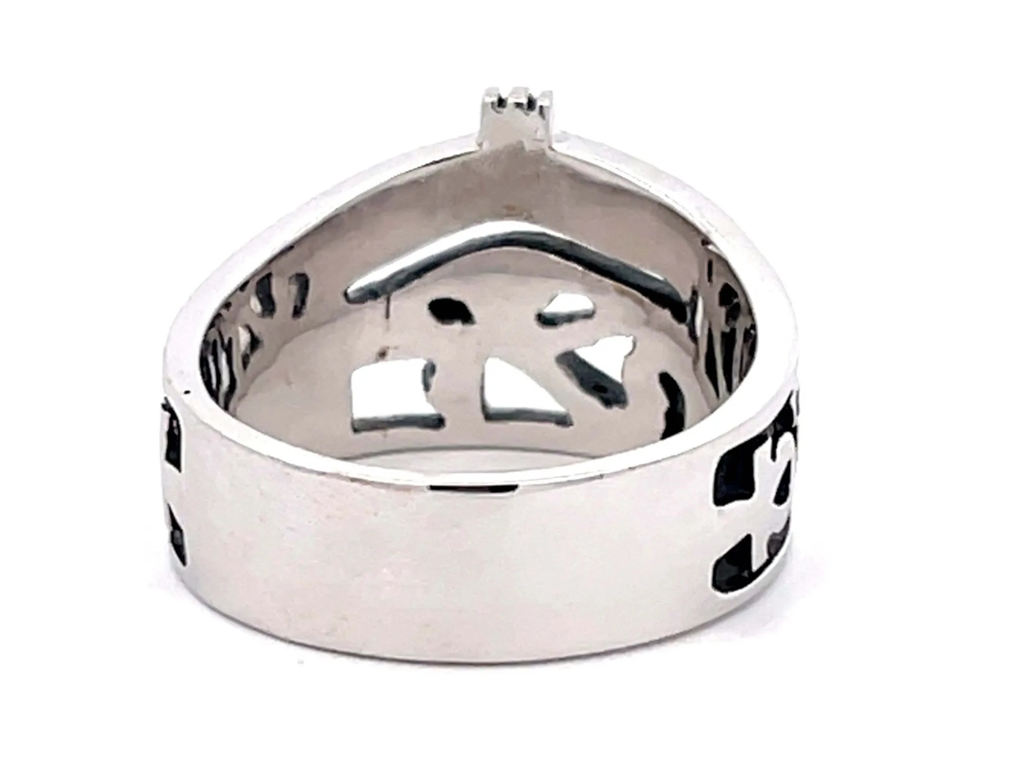 Egyptian Eye of Horus Ankh Cross Ring in 18k White Gold
