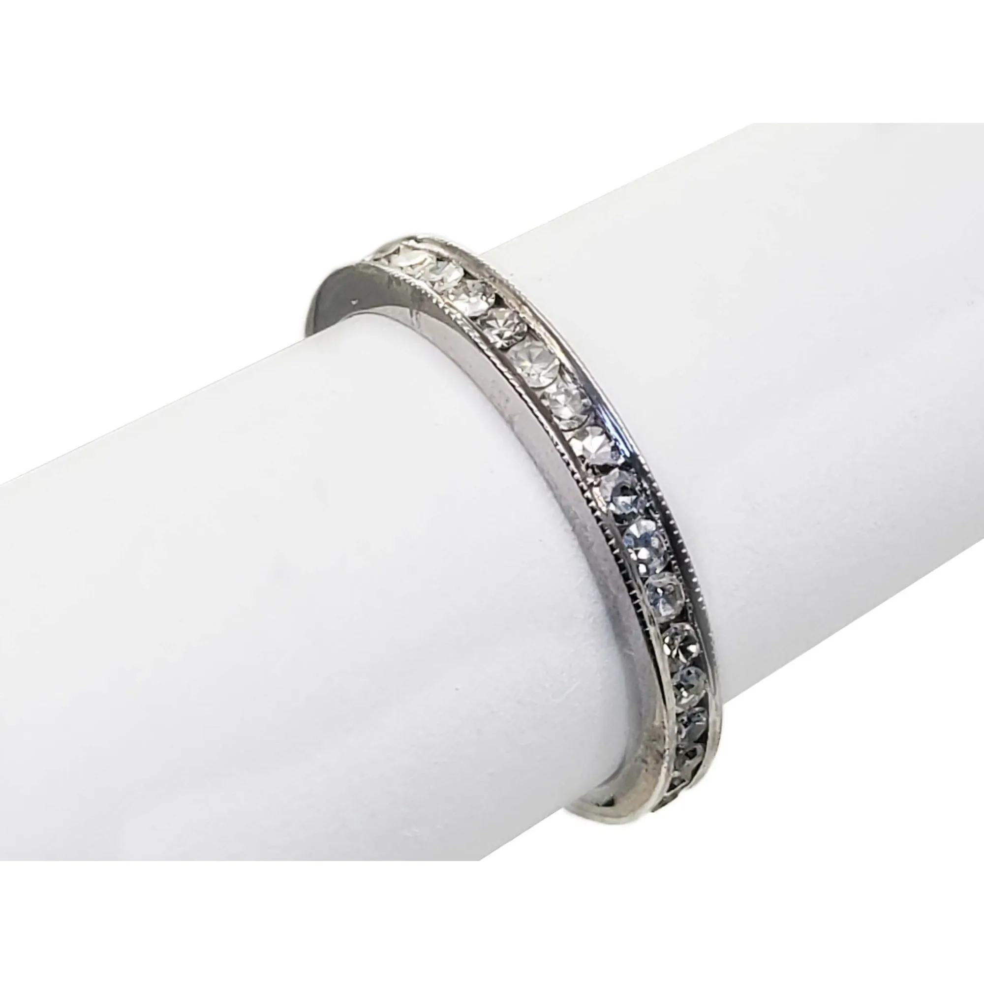 Estate 0.27 ctw Natural Diamond Eternity Band Ring Platinum Size 6