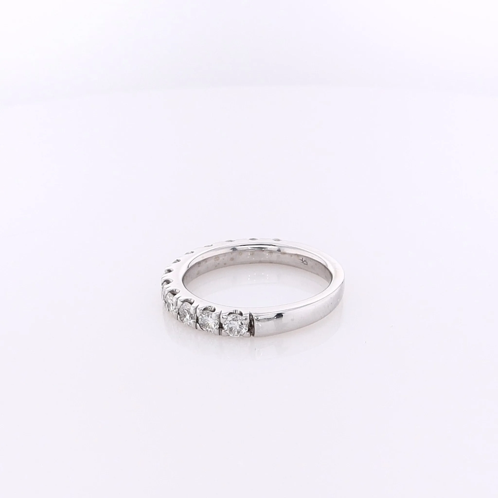 Estate 14 Karat White Gold Micropave Diamond Wedding Band