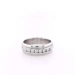 Estate 14k White Gold Satin Center Wedding Band