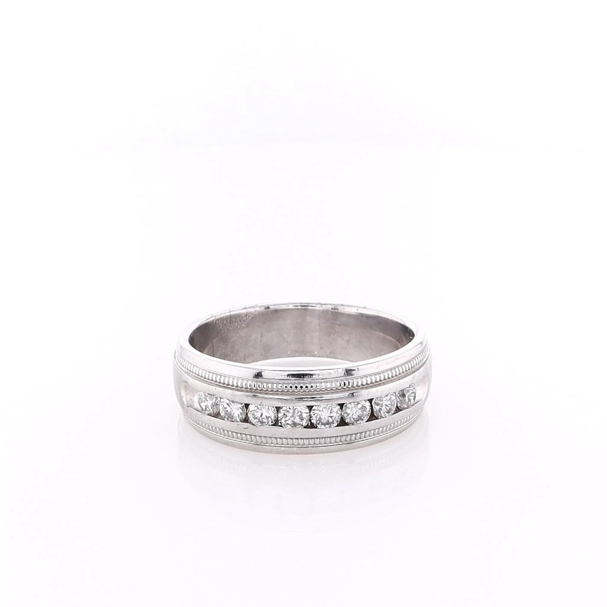 Estate 14k White Gold Satin Center Wedding Band