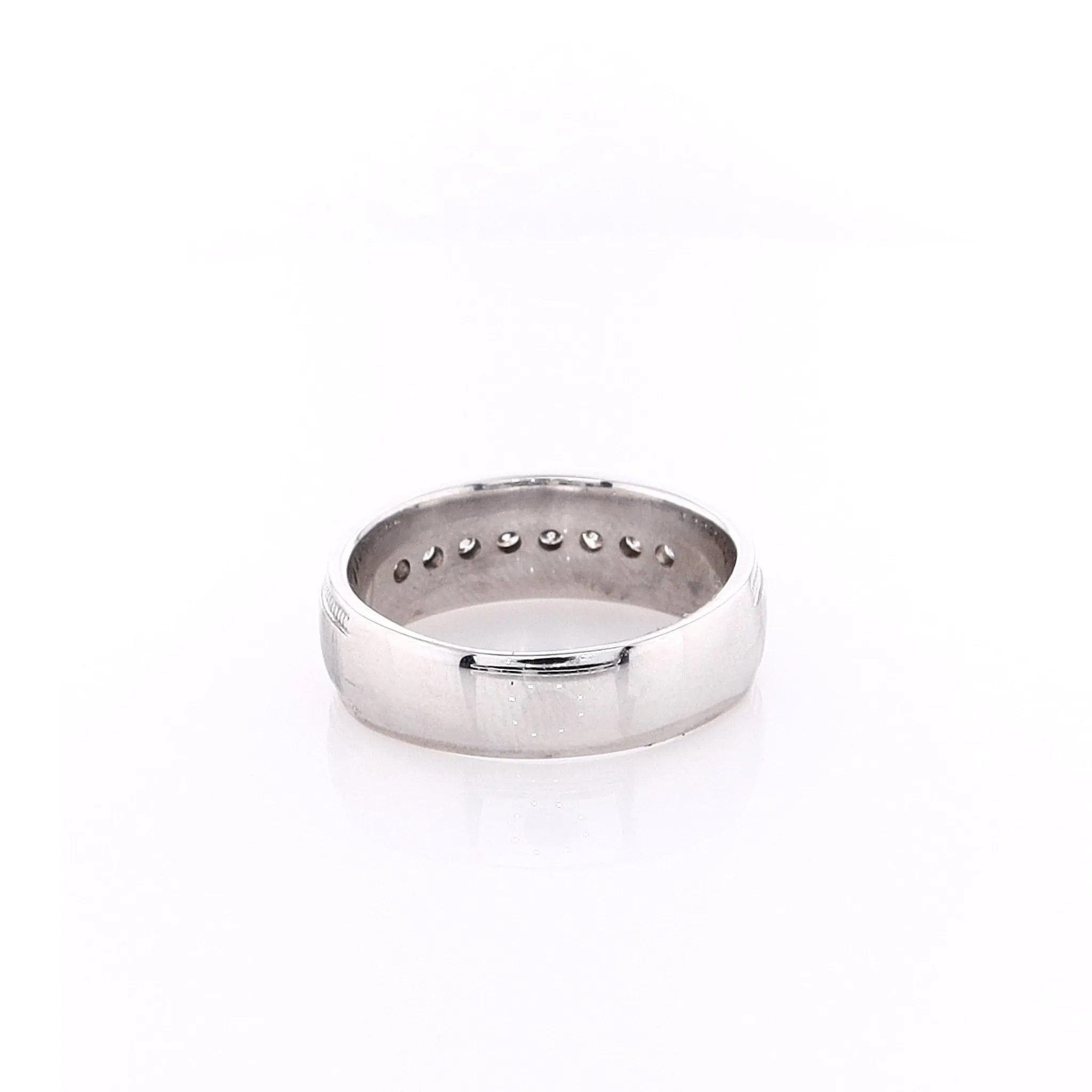 Estate 14k White Gold Satin Center Wedding Band