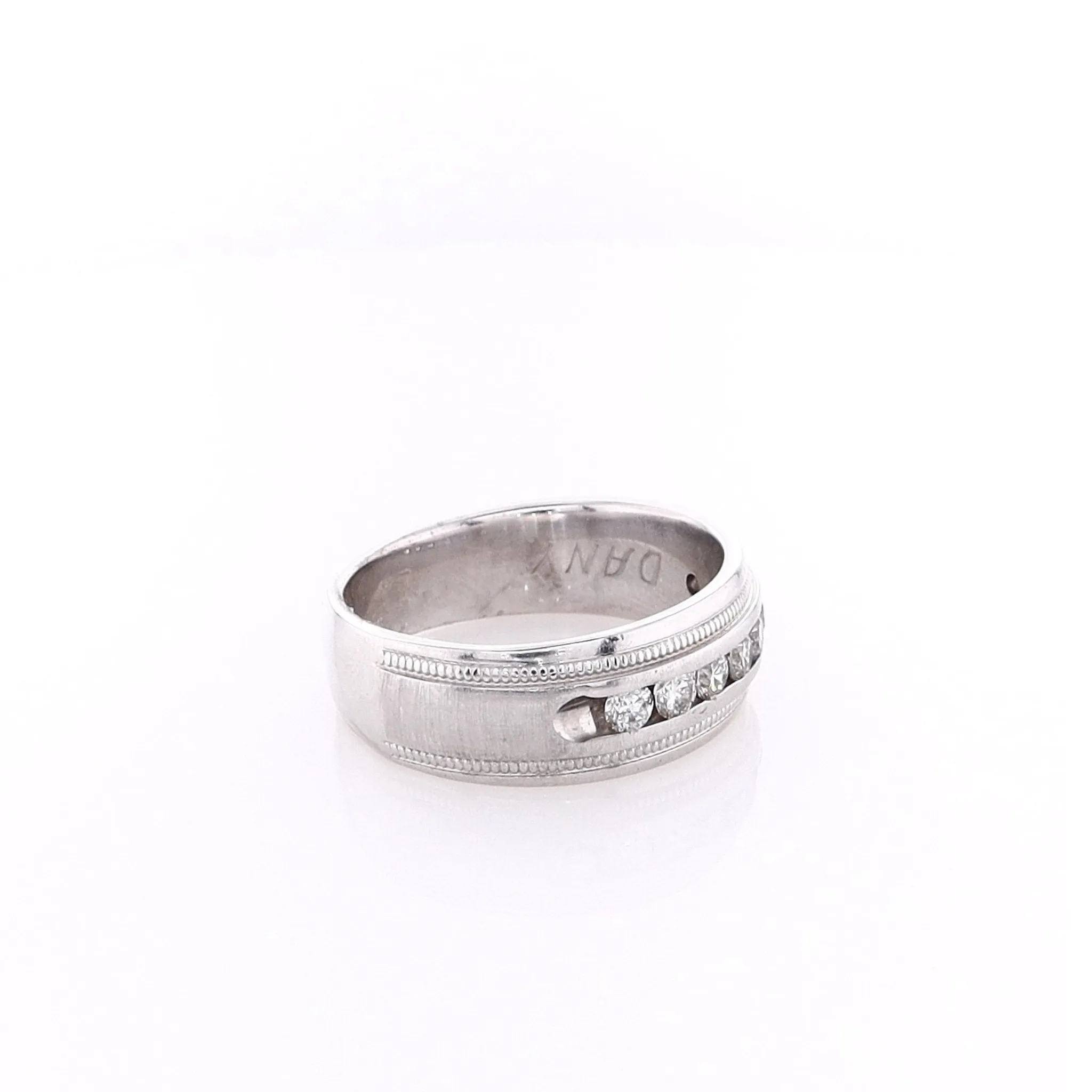 Estate 14k White Gold Satin Center Wedding Band
